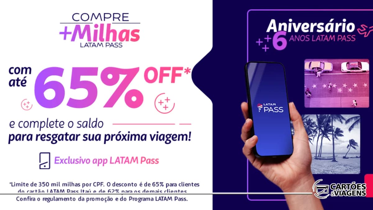 Compra de Pontos LATAM com Bônus: até 65% de Desconto no Aniversário LATAM Pass